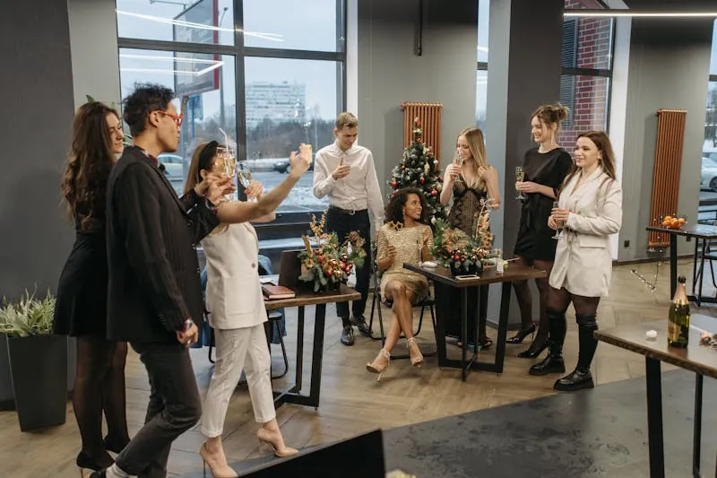 Colleagues at an office holiday party